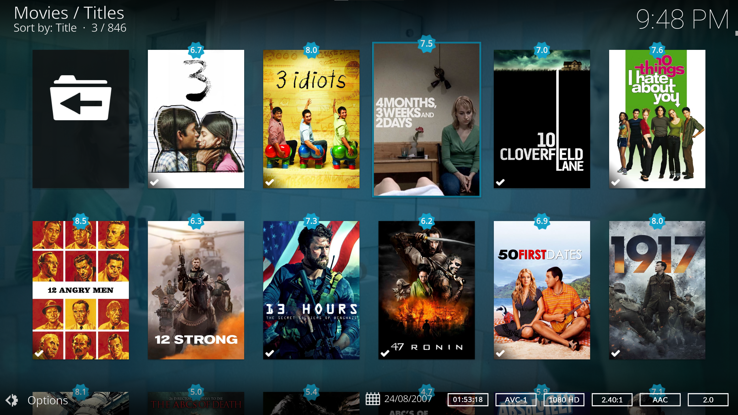 Kodi Movies page