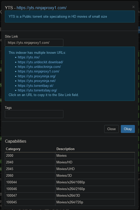 Add indexer dialogue