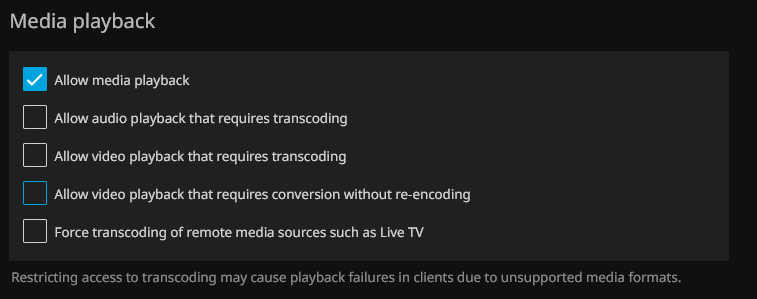 Transcoding settings